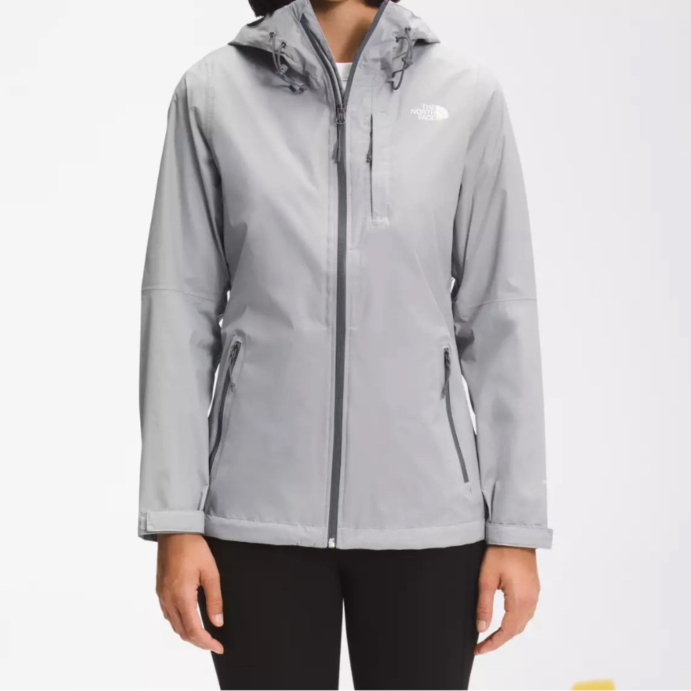 The North Face Windwall Full Zip Gray Hood Jacket Lined Pockets Sz S/P